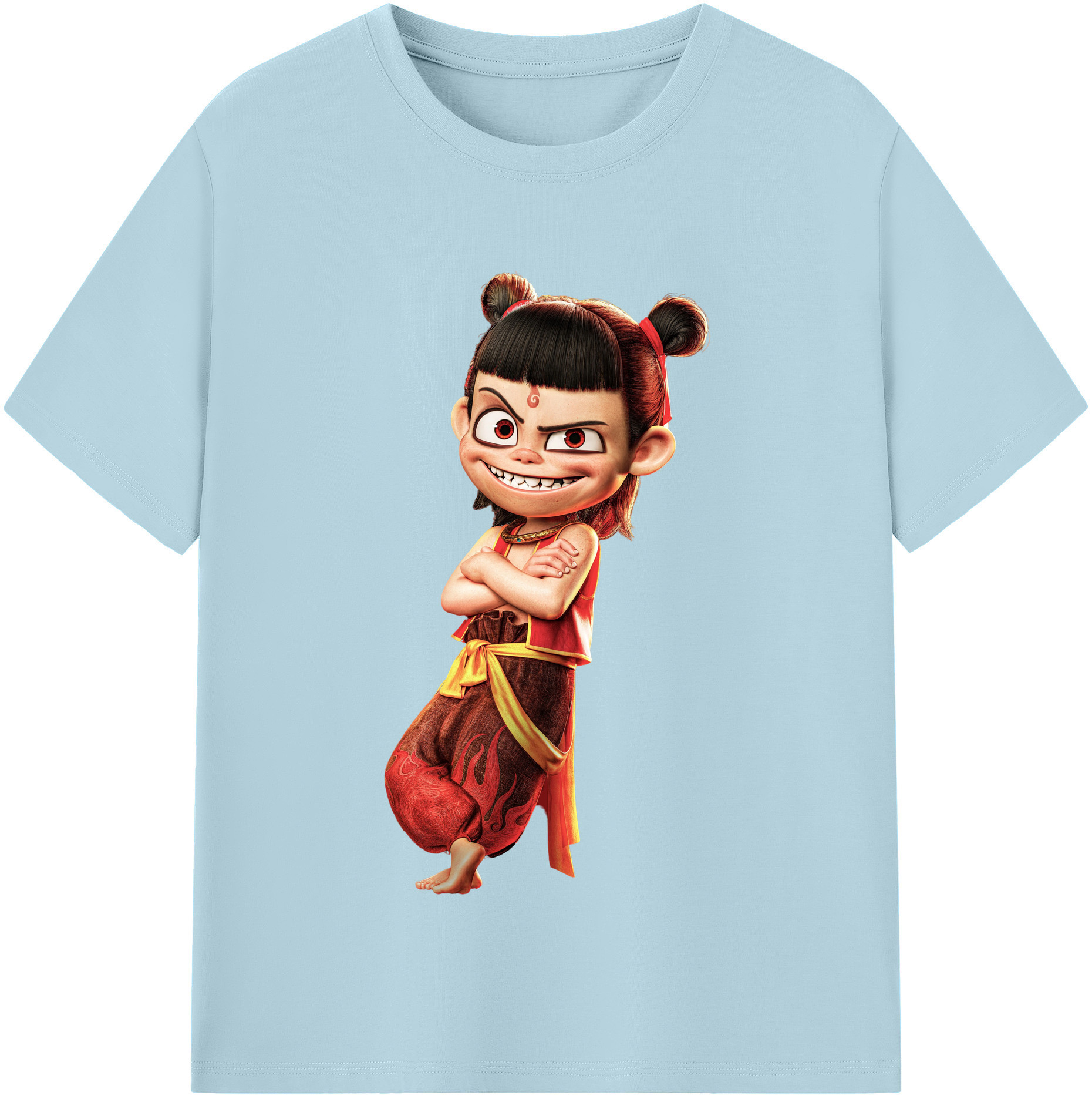 （画像用） Ne Zha 2 ナタ 魔童の大暴れ 綿100％半袖Tシャツ（フロントプリント）